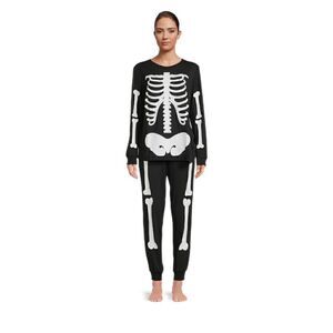 Nwt Family Look Women's Halloween Glow in the Dark Skeleton Pajama Set